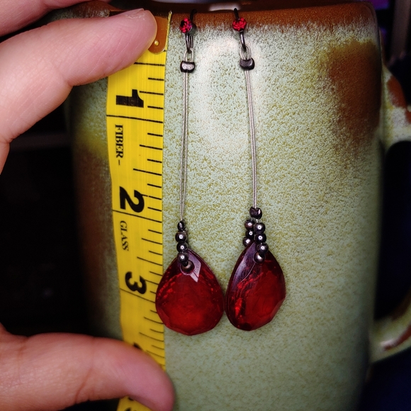 Red and Grey Charming Charlie Drop Earrings - Picture 2 of 2